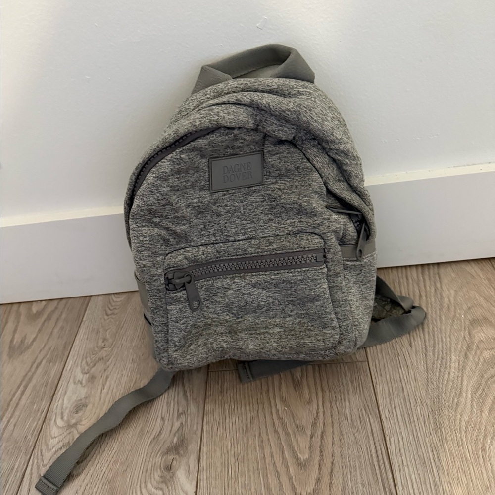 Dagne Dover Gray Backpack with Adjustable Straps and Textured Fabric